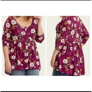Torrid Floral High Low Babydoll Top